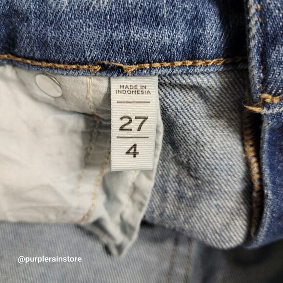 Loft Jeans Cut Off Shorts Size 4 High Rise Medium Dark Wash Stretch Denim - Picture 4 of 12